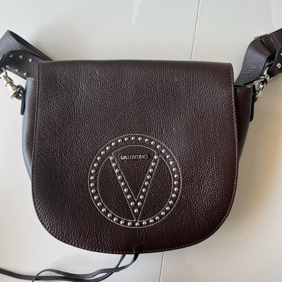 Valentino by Mario Valentino Dark Brown Leather Flap Bag - Picture 2 of 7